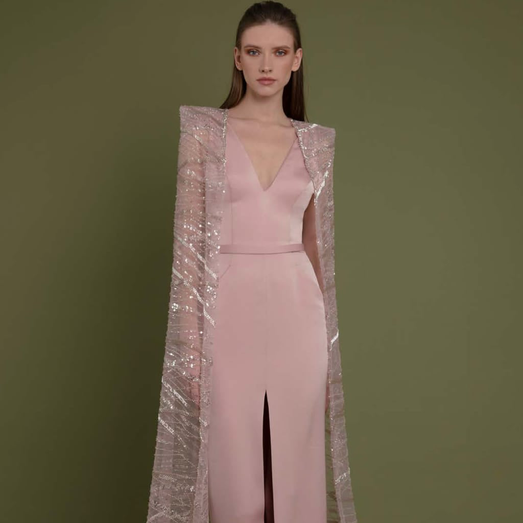 Beside Couture by Gemy - BC1419 Velvet and Dotted Tulle A-line Dress