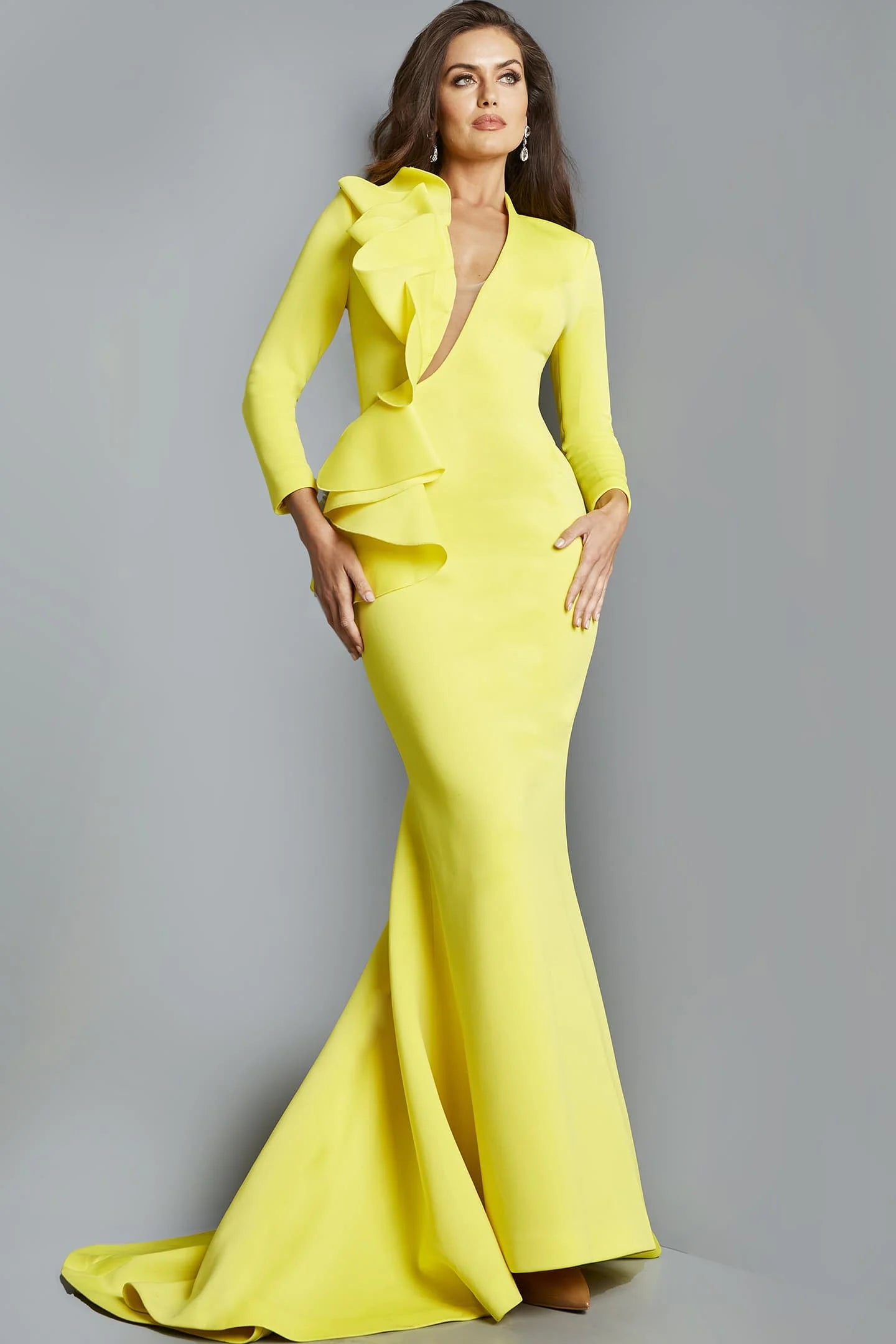Jovani 07934 – Scuba Fabric Fitted Evening Dress