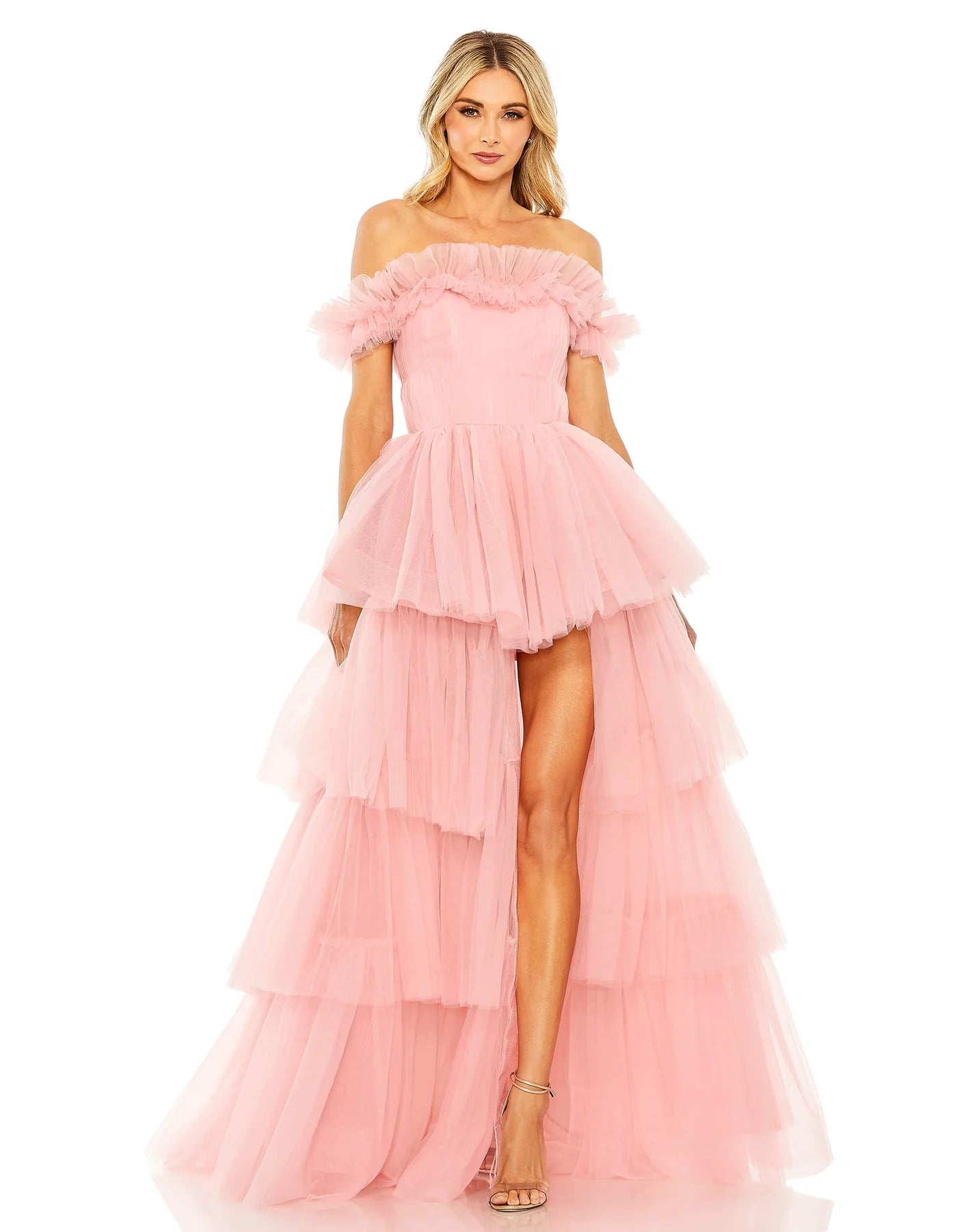 Mac Duggal 20570 - Off-Shoulder Tulle Gown 6 / Pink Mac Duggal 20570 - Off-Shoulder Tulle Gown 6 / Pink