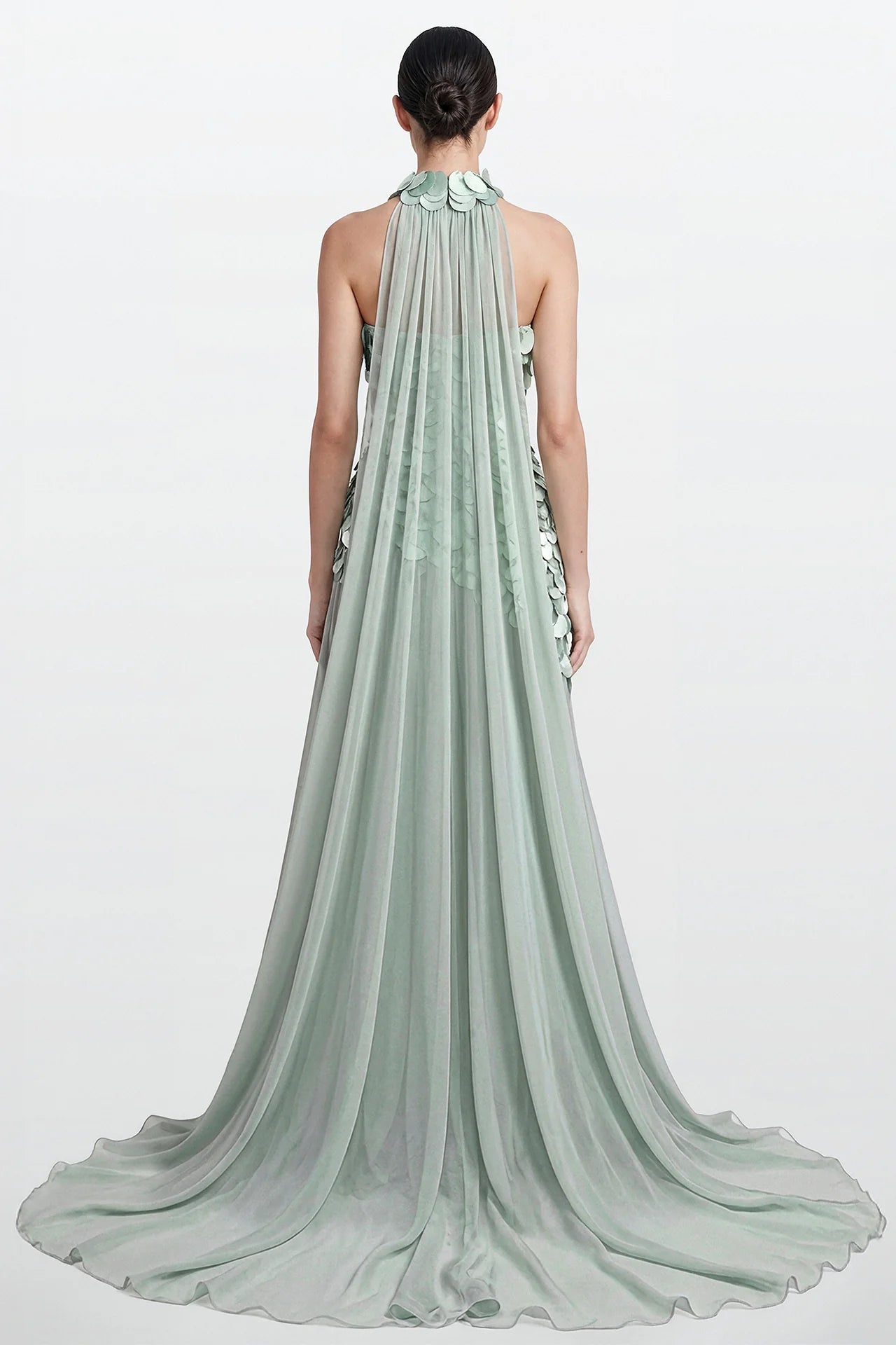 Gatti Noli Halter Column Gown with Sculpted Embellished Bodice GA-7838
