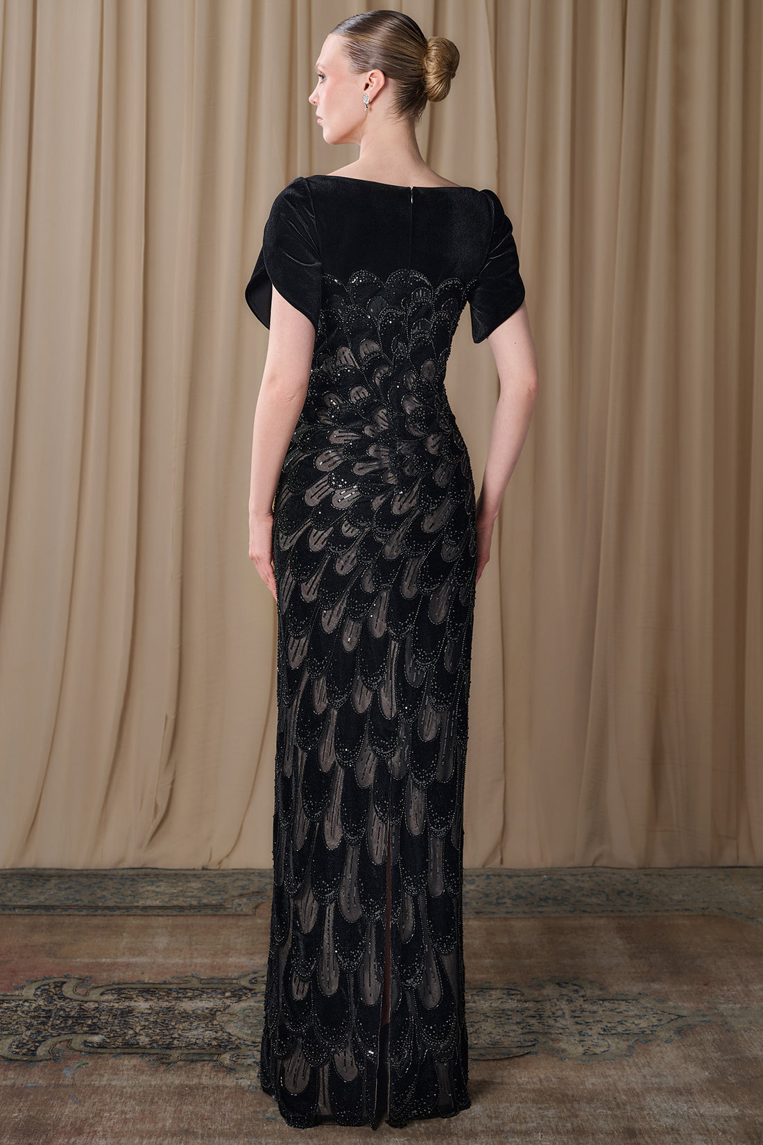 Gattinlo by Marwan Embroidered Tulle Column Gown with Crepe Sleeves
OP-8101