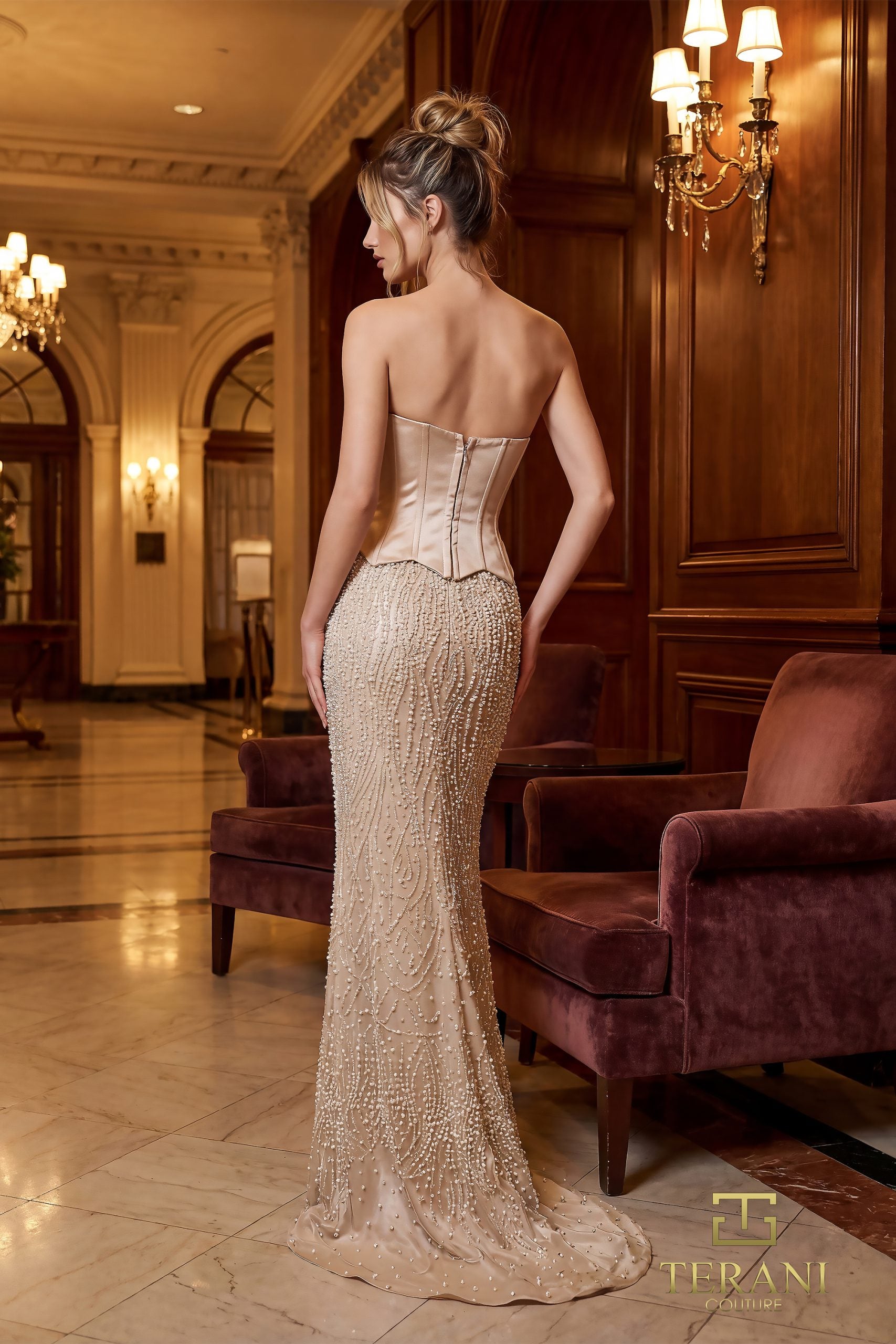 Terani Couture 261E6238 - Beaded Sweetheart Corset Mermaid Gown Terani Couture 261E6238 - Beaded Sweetheart Corset Mermaid Gown