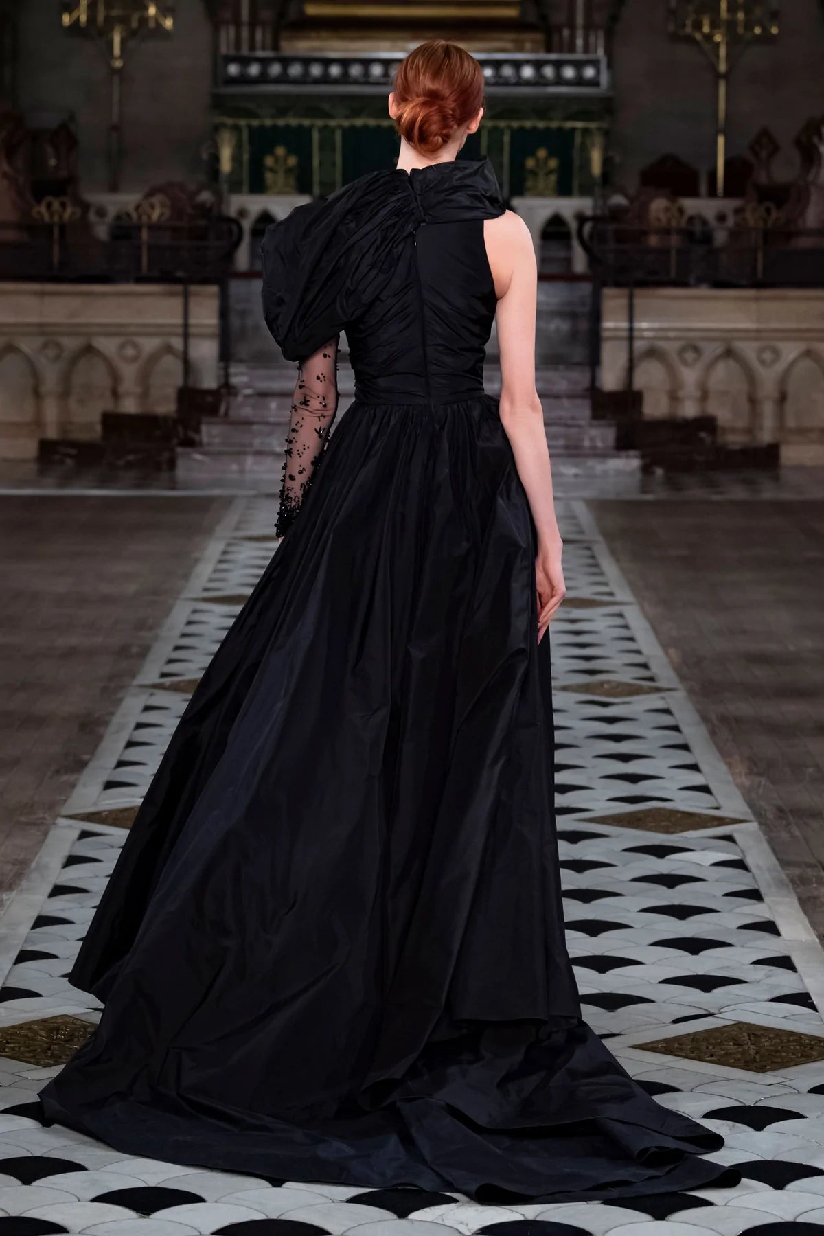 Saiid Kobeisy Couture Jet Black Beaded Taffeta Evening Gown Saiid Kobeisy Couture Jet Black Beaded Taffeta Evening Gown