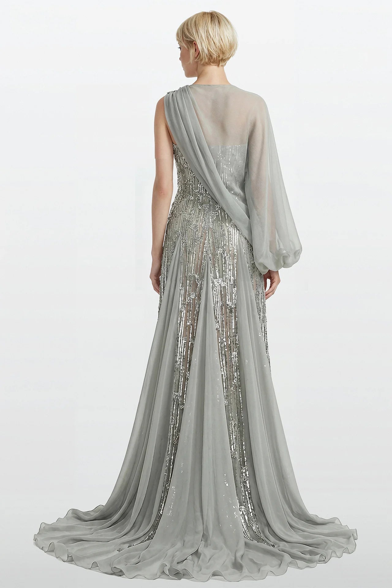 Gatti Nolli Strapless Embroidered Gown with Draped Chiffon Cape DRESS-GA-7883 - BLOUSE-GA-7882