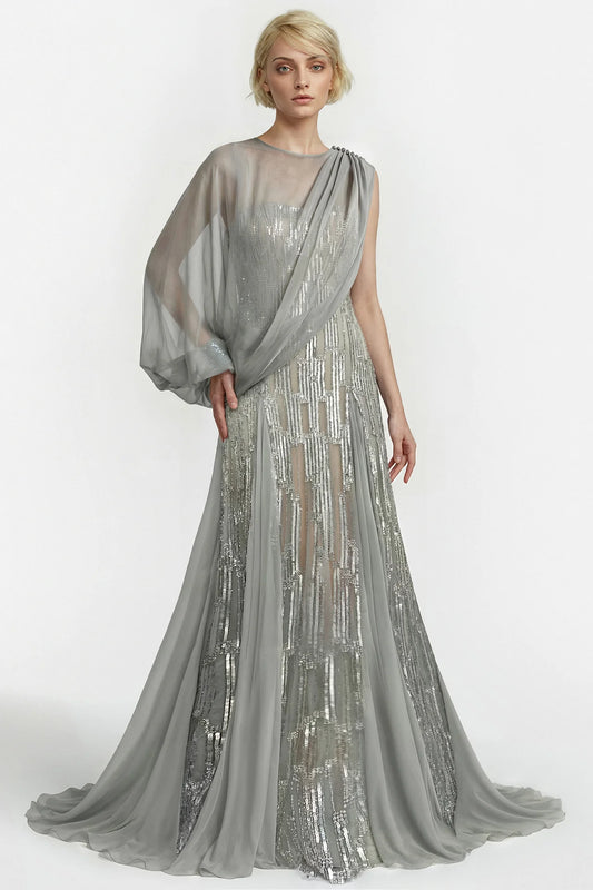 Gatti Nolli Strapless Embroidered Gown with Draped Chiffon Cape DRESS-GA-7883 - BLOUSE-GA-7882