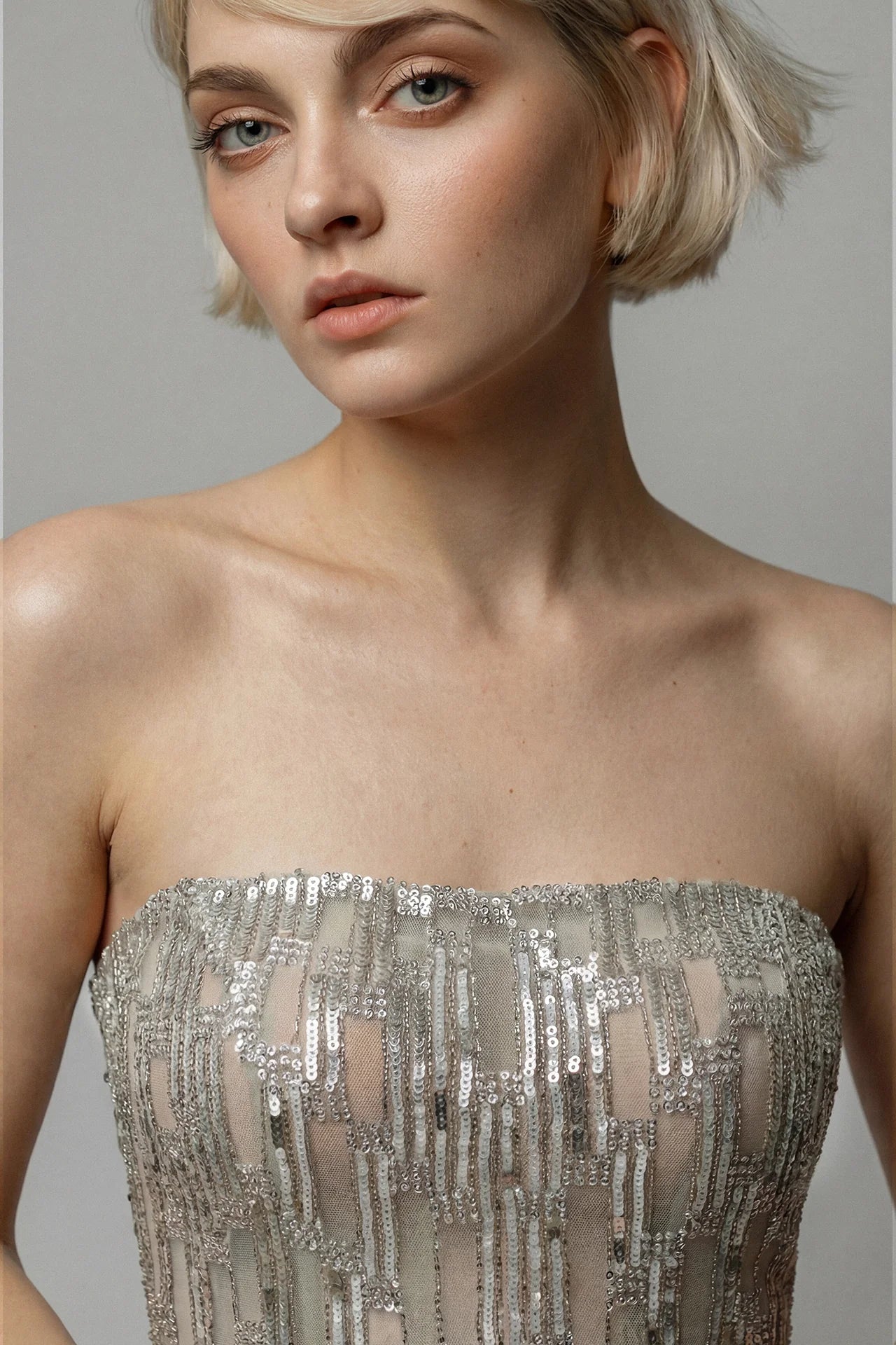 Gatti Nolli Strapless Embroidered Gown with Draped Chiffon Cape DRESS-GA-7883 - BLOUSE-GA-7882