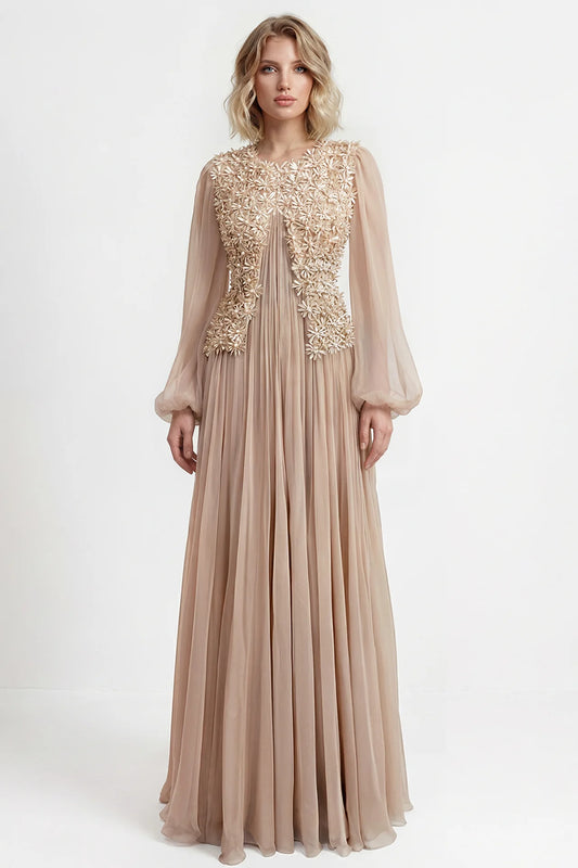 Gatti Nolli Couture Floral Embroidered Chiffon Gown GA-7878
