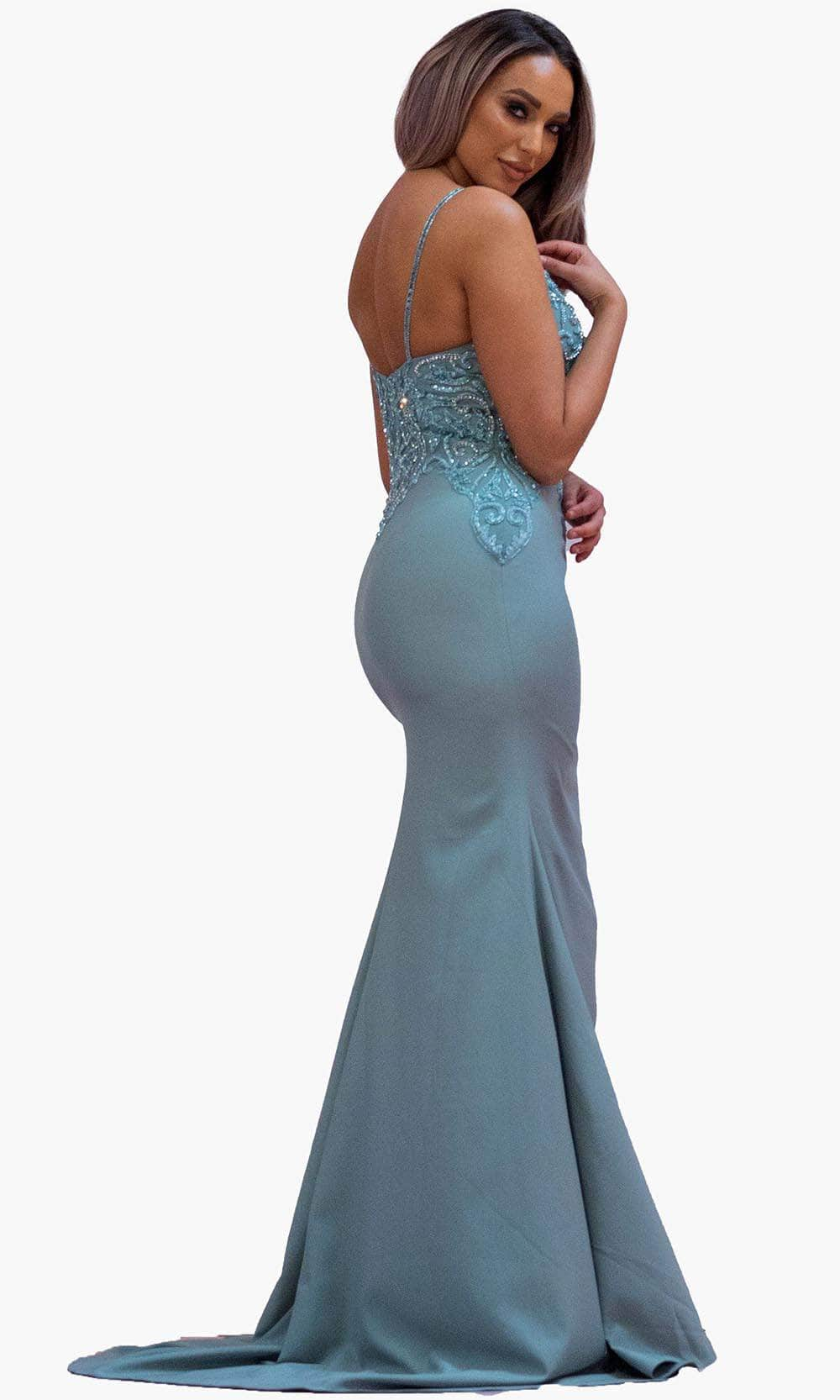 Chic and Holland BM1848 - Plunged V-Neck Evening Dress