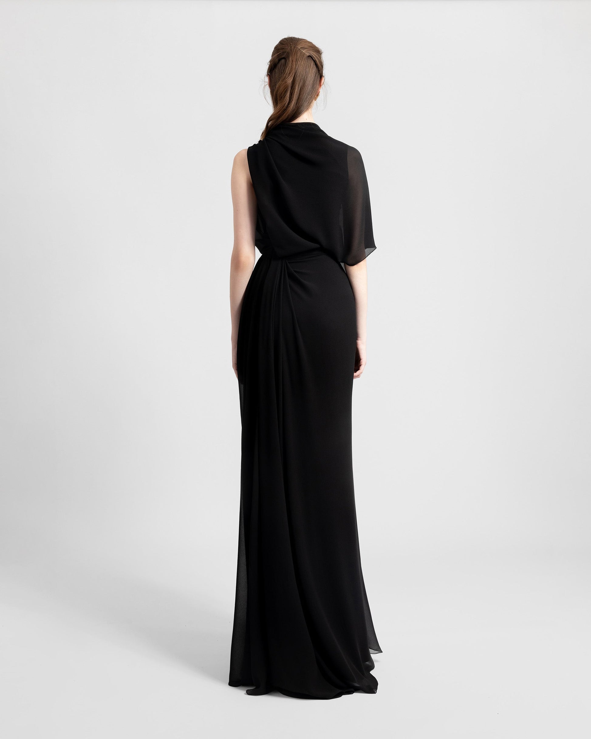 Gemy Maalouf Asymmetrical Draped Chiffon Dress Dark Green Gemy Maalouf Asymmetrical Draped Chiffon Dress Dark Green