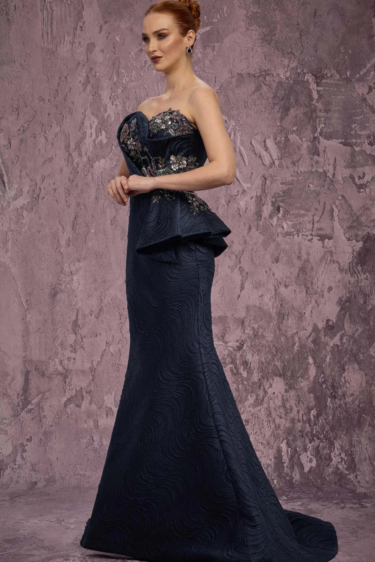 MNM Couture Q2908 Strapless Textured Mermaid Dress