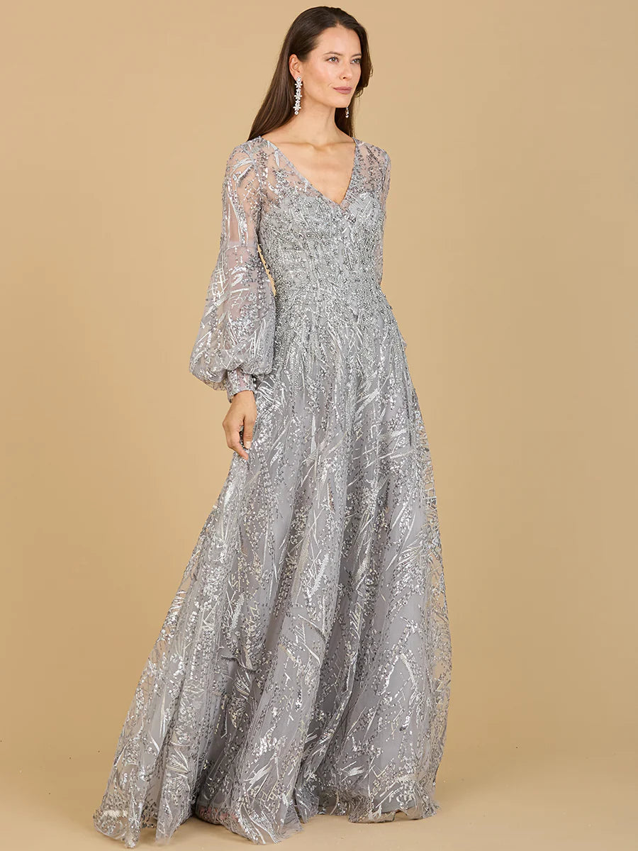 LARA 29198 - V NECKLINE LONG SLEEVE GOWN