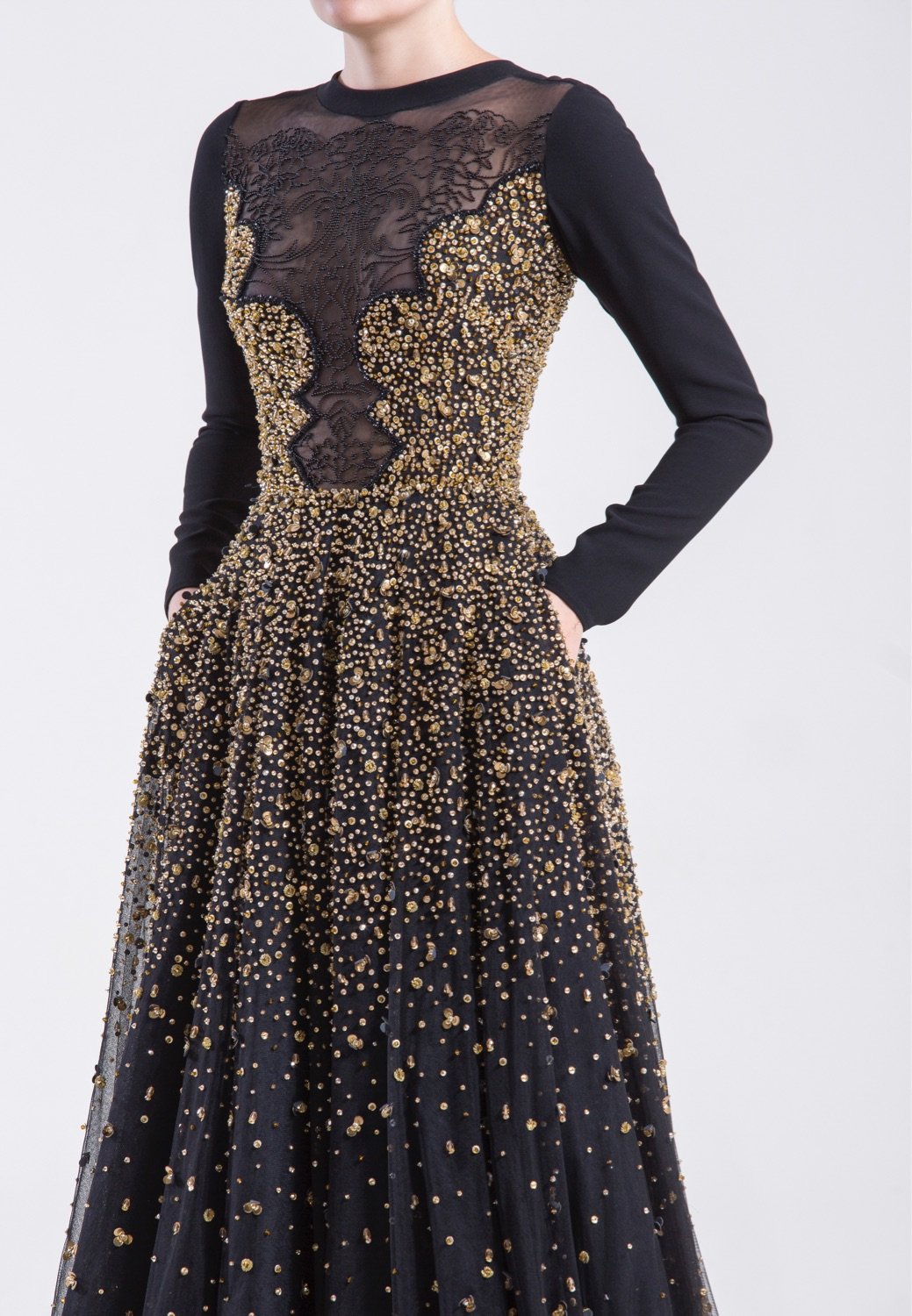 Saiid Kobeisy RTWSS21-35 Black & Gold Fully Beaded Evening Dress Saiid Kobeisy RTWSS21-35 Black & Gold Fully Beaded Evening Dress