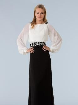 Feriani 18395 Two-Toned Long-Sleeved Gown