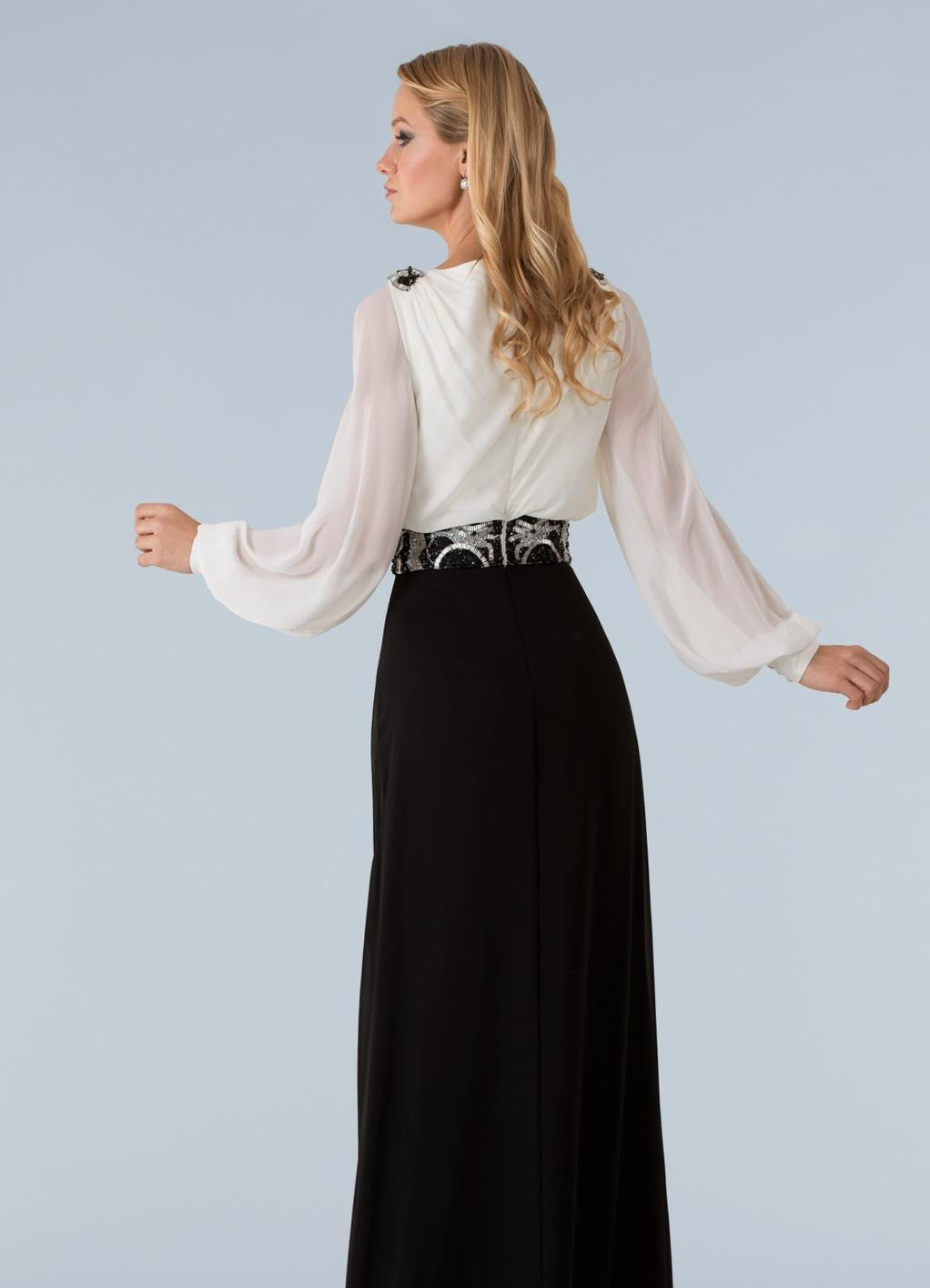 Feriani 18395 Two-Toned Long-Sleeved Gown