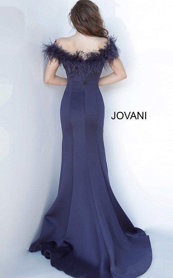 Jovani 2944 Feather Neckline Dress